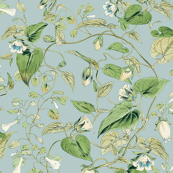 York F01-Blooms Moon Flower Sky Blue Wallpaper BL1714 (Double Roll)