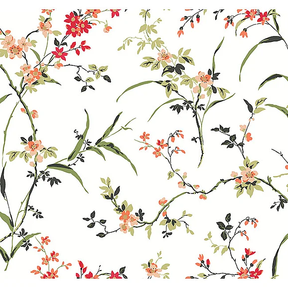 York F01-Blooms Blossom Branches White & Red Wallpaper BL1741 (Double Roll)