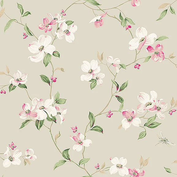 York F01-Blooms Dogwood Taupe Wallpaper BL1763 (Double Roll)