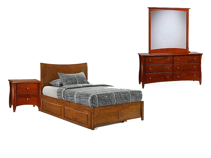 Night & Day Blackpepper 4pc Platform Bedroom Set in Cherry