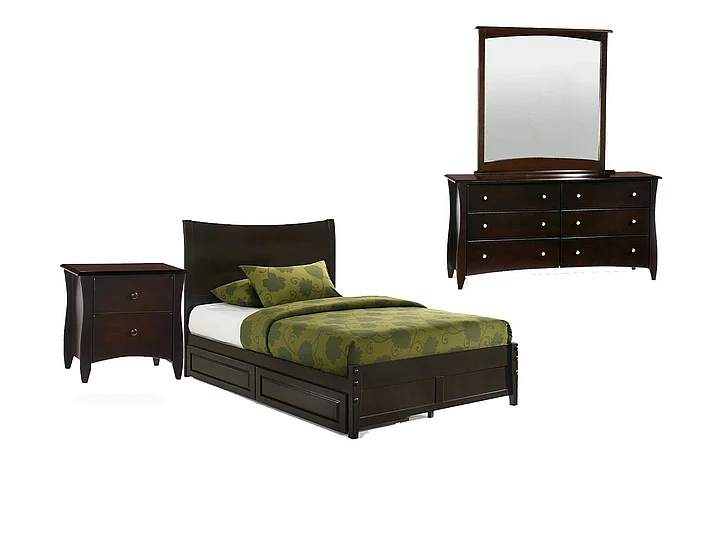 Night & Day Blackpepper 4pc Platform Bedroom Set in Chocolate