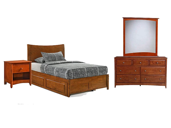 Night & Day Blackpepper 4pc Platform Bedroom Set in Cherry
