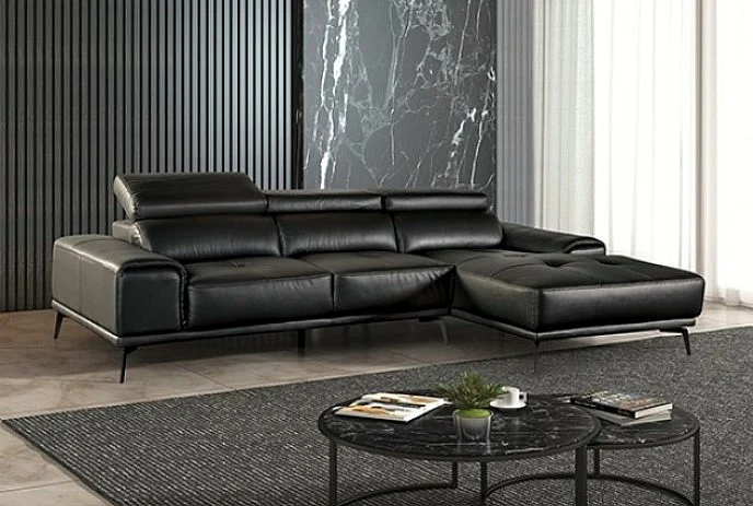 Furniture of America Vadso Sectional Right Chaise in Black FM69005BK-SECT-R