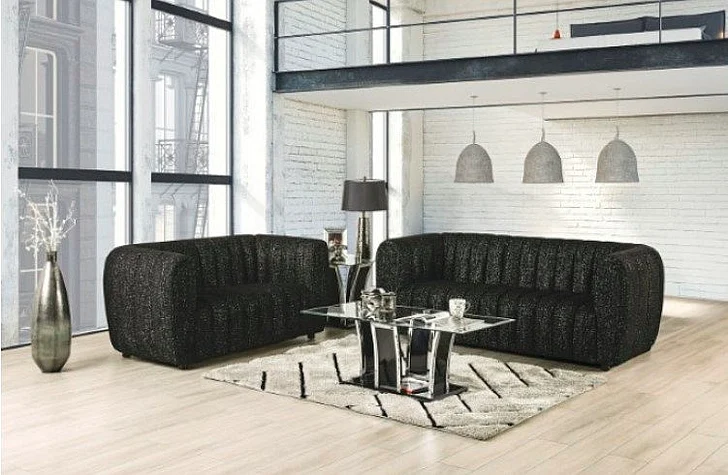 Furniture of America Aversa 2pc Living Room Set in Black