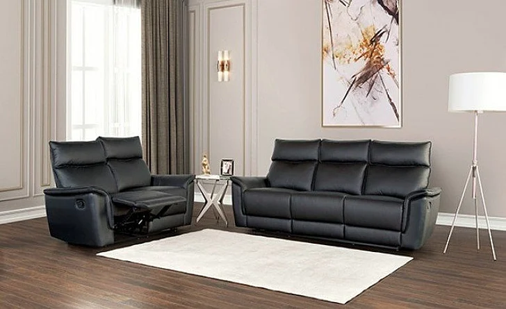 Furniture of America Bienne Manual Reclining Living Room Set in Black