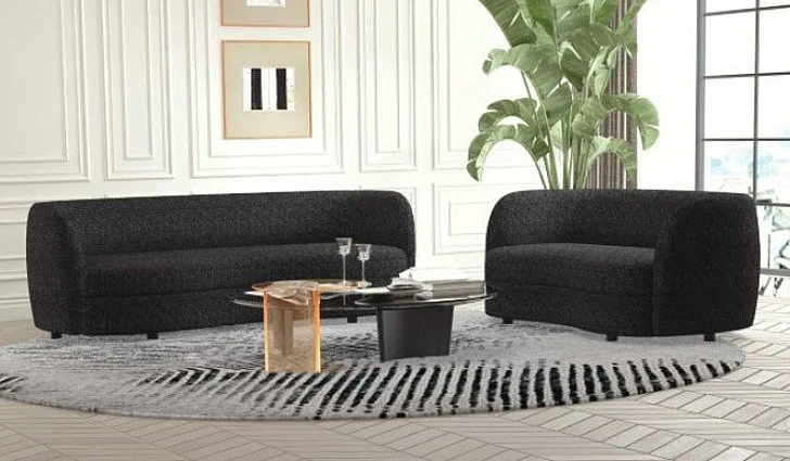Furniture of America Versoix 2pc Living Room Set in Black