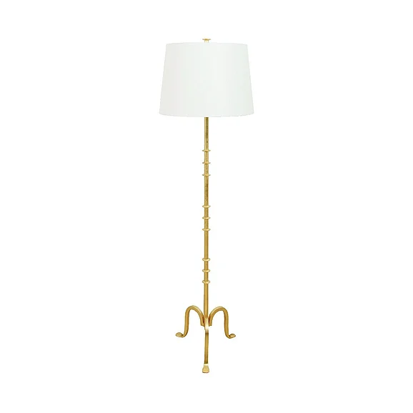 Worlds Away Blakely Three Leg Iron Floor Lamp in Gold Leaf BLAKELY G CLOSEOUT