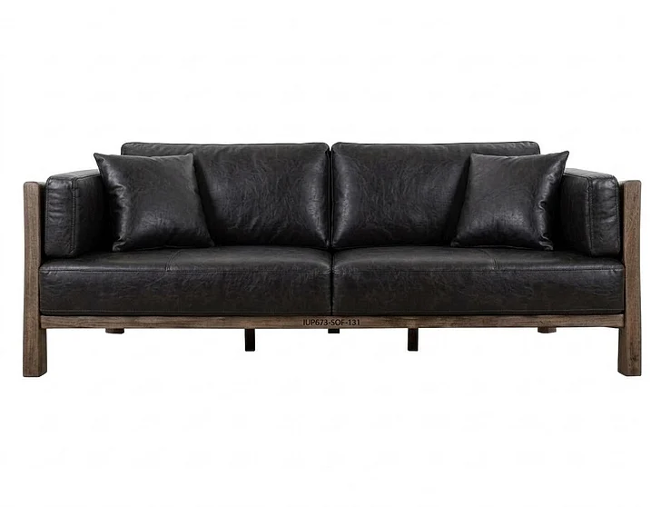 IFD Root Sofa in Brown Faux Leather IUP673-SOF-216