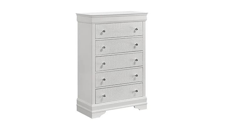 Galaxy Home Blaze 5 Drawer Chest in White 601955556453