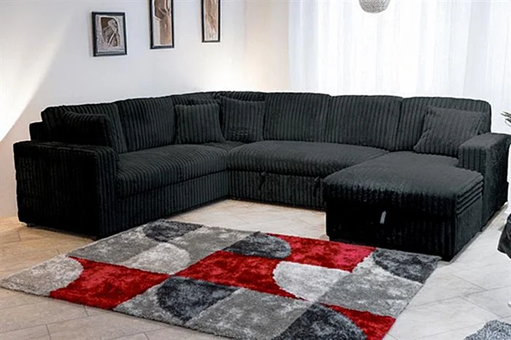 New Classic Bliss Sectional Sleeper with Storage Chaise in Midnight