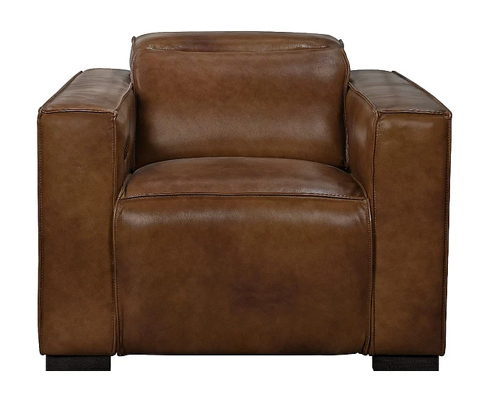 Moti Furniture Riseholme Reclining Lounge Chair with Black Legs and Tan Full-Leather BLK88023101