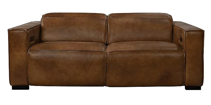 Moti Furniture Riseholme Reclining Sofa withBlack Legs and Tan Full-Leather BLK88023104
