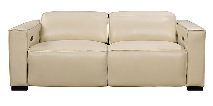 Moti Furniture Riseholme Reclining Sofa with Black Legs and Beige Full-Leather BLK88023105