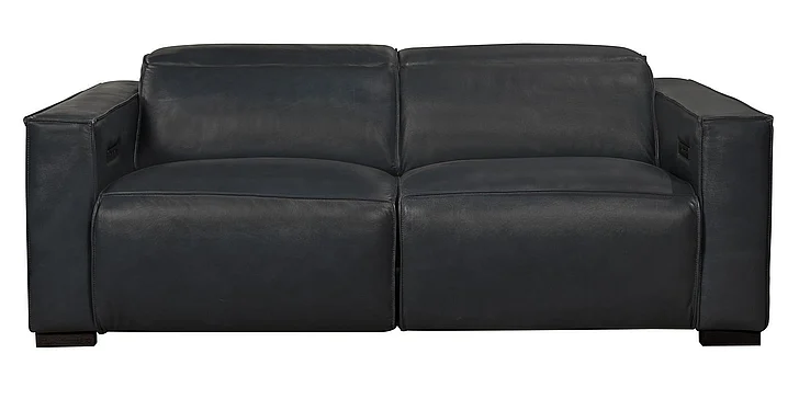 Moti Furniture Riseholme Reclining Sofa with Black Legs and Blue Full-Leather BLK88023106