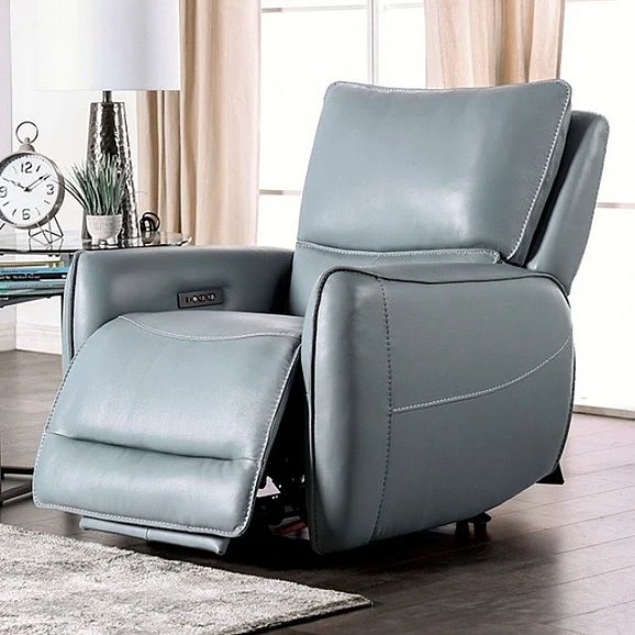 Furniture of America Phineas Power Recliner in Pale Blue CM9921PB-CH-PM