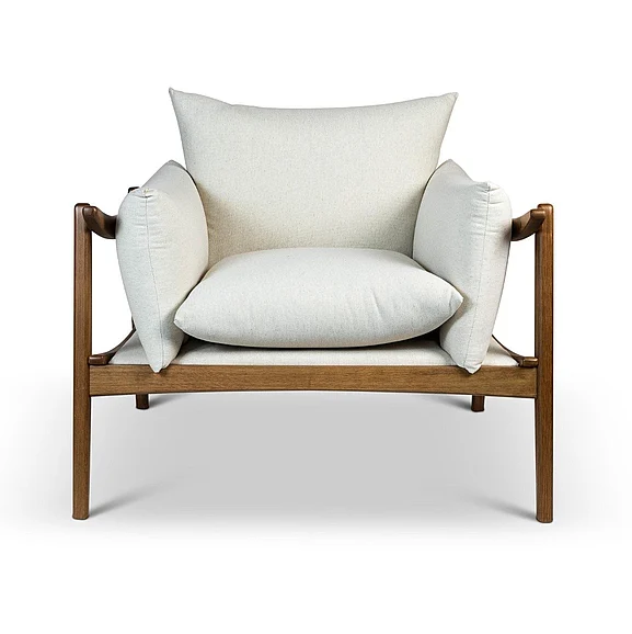 Urbia Modern Brazilian Hara - Accent Chair - Natural Upholstery - Pecan Frame BMJ-70264-10