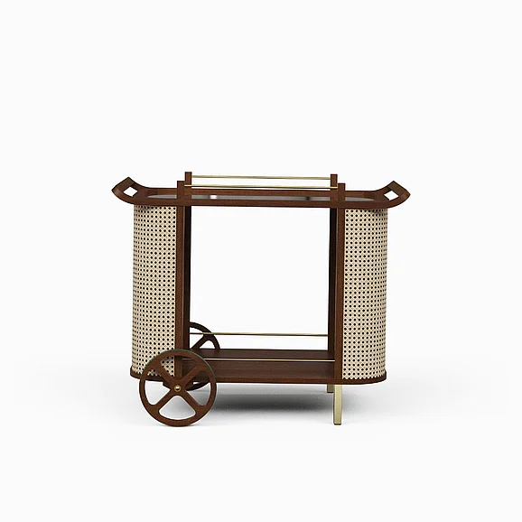 Urbia Modern Brazilian Dinda - Bar Cart - Neutral Brown Frame BMJ-71684-04 CLOSEOUT