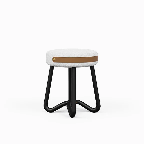 Urbia Modern Brazilian Loop - Upholstered Stool - Noodles Opulent Seat - Black Frame BMJ-71868-12 CLOSEOUT