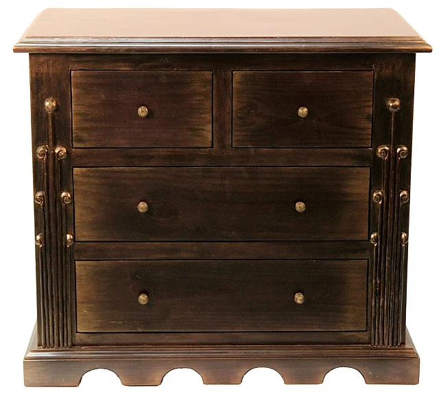 Peninsula Victoria 4 Drawer Nightstand in Black Luxe BN-003-0102-BLX