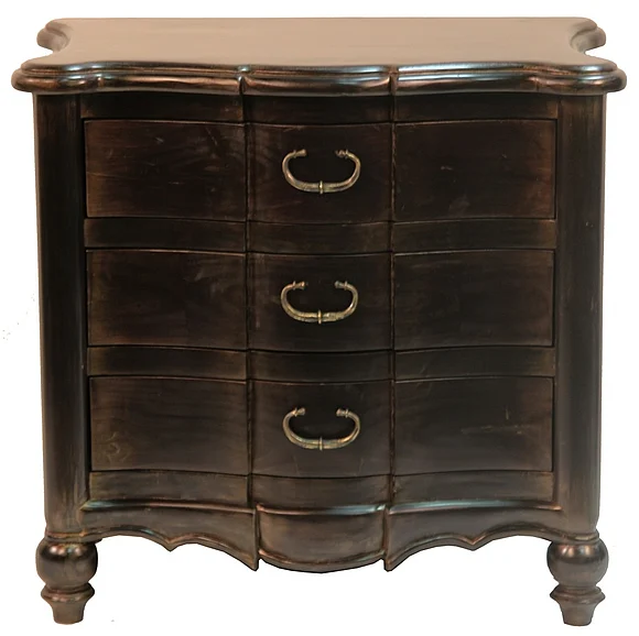 Peninsula Venetian 3 Drawer Nightstand in Black Luxe BN-010-1002-BLX