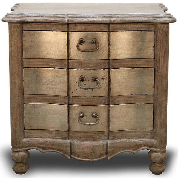Peninsula Venetian 3 Drawer Nightstand in Provenzal with Silver BN-010-1002-SIL