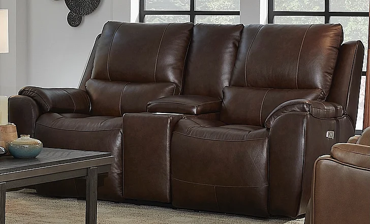 Southern Motion Westchester Double Power Reclining Console Loveseat in Brown 371-78P 991-21