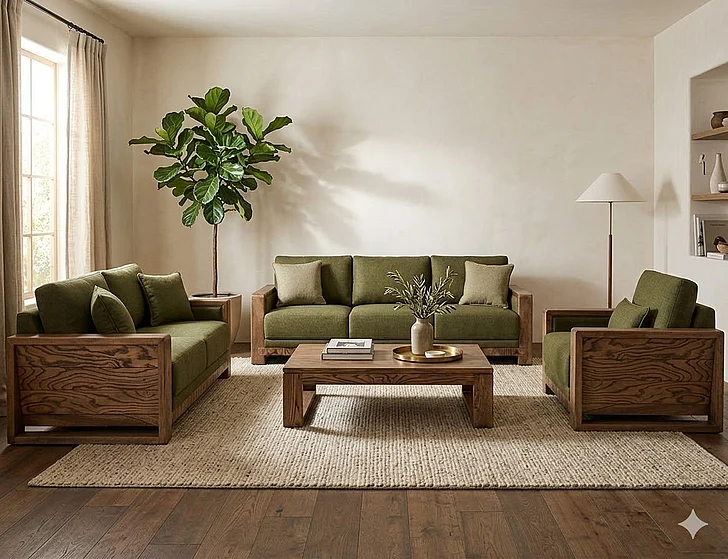 IFD Ancora 2pc Living Room Set in Green