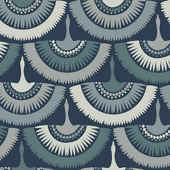 York Bohemian Luxe E38 Feather & Fringe Wallpaper in Blue BO6642 (Double Roll) FedEx/UPS