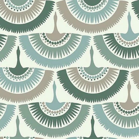 York Bohemian Luxe E38 Feather & Fringe Wallpaper in Green BO6644 (Double Roll) FedEx/UPS