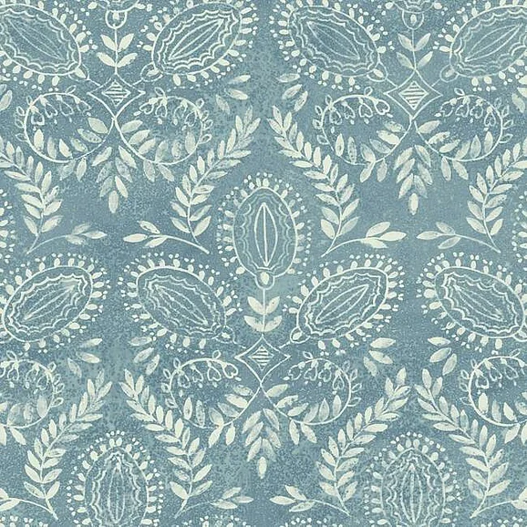 York Bohemian Luxe E38 Laurel Damask Wallpaper in Blue BO6733 (Double Roll) FedEx/UPS