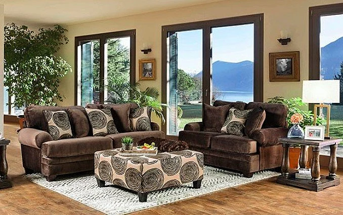 Furniture of America Bonaventura 2pc Living Room Set in Brown