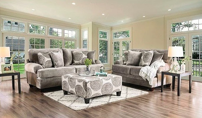 Furniture of America Bonaventura 2pc Living Room Set in Gray