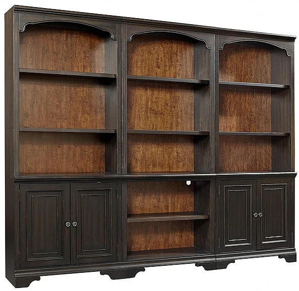Aspenhome Hampton Bookcase Wall in Black Cherry EST SHIP TIME IS 2 WEEKS