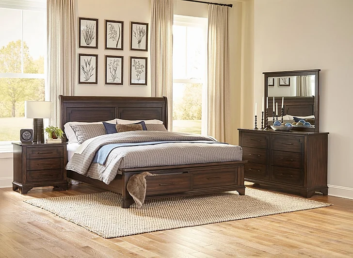 Homelegance Boone 2pc Platform Storage Bedroom Set in Rustic Brown
