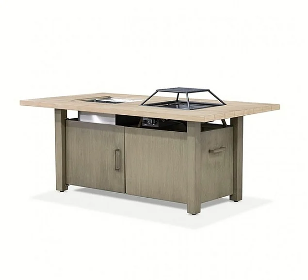 Furniture of America Bordeaux Dining Table with Fit fire and Cooler in Brown GM-2017-PK