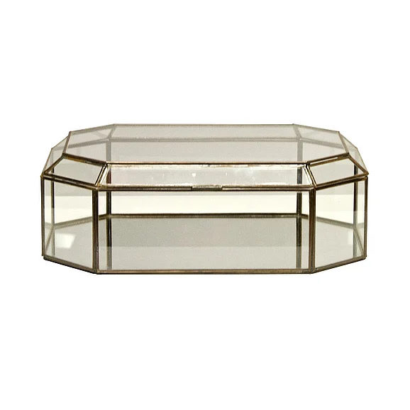 Worlds Away Box Octagonal Clr Glass Box BOX OCTCL
