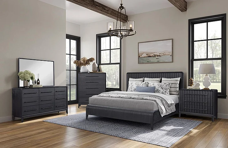 Emma Mason Signature Aurelia Waterfall 2pc Panel Bedroom Set in Peppercorn
