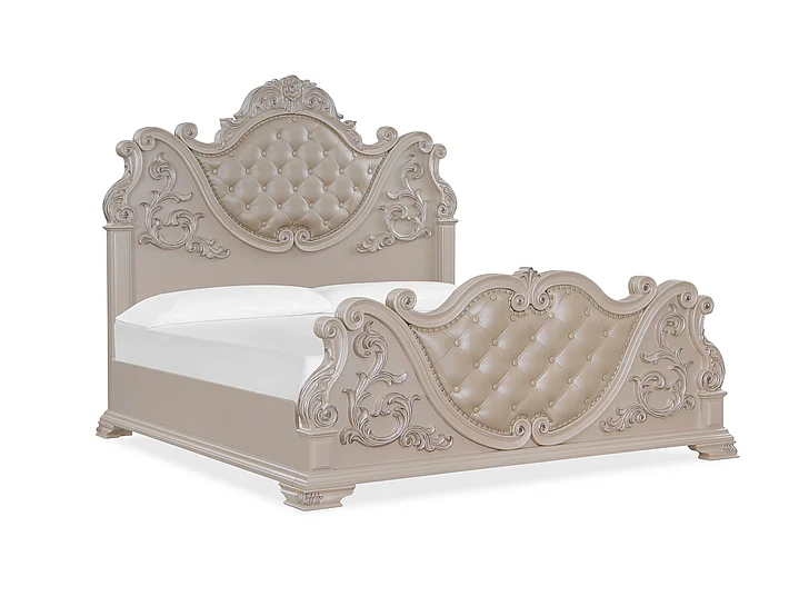 Cosmos Santa Monica Pearl White Queen Bed Pearl White WHSAN-QB