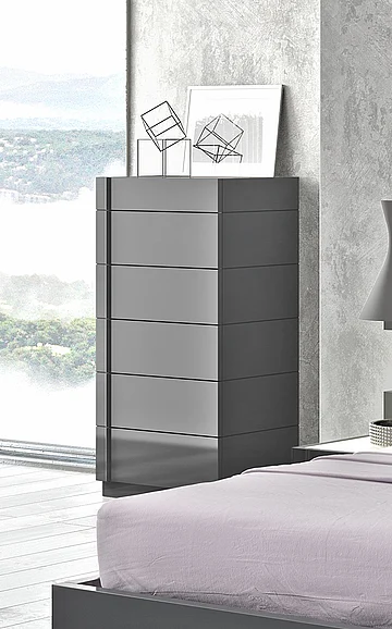 J&M Braga 6 Drawer Chest in Grey Lacquer 178671-C CLOSEOUT