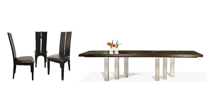 Sharelle Bravo/Avanti 7pc Dining Room Set in Wenge/Silver