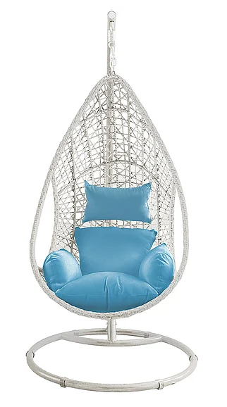 Whiteline Modern Living Bravo Outdoor Egg Chair in White/Blue EG1684-WHT/BLU CLOSEOUT