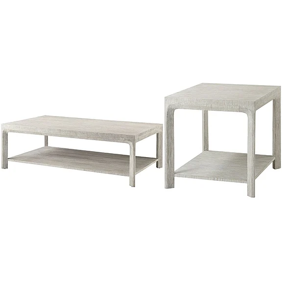 Theodore Alexander Breeze 2pc Rectangular Occasional Living Room Set in Sea Salt