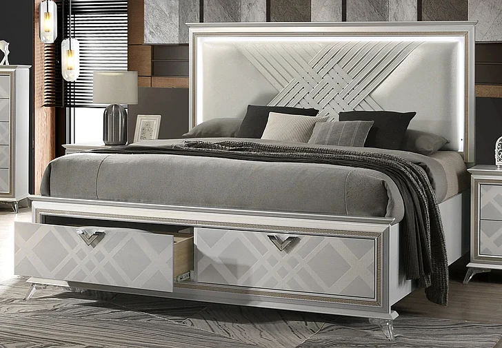 J&M Furniture Brickfield Queen Storage Bed in Silver 18488-Q CLOSEOUT