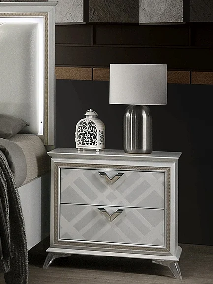 J&M Furniture Brickfield Nightstand in Silver 18488-Nightstand CLOSEOUT