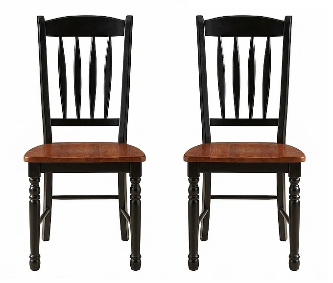 British Isles Slatback Side Chair in Oak/Black (Set of 2) BRIOB267K
