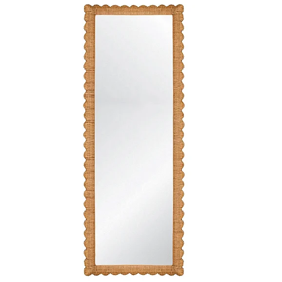 Worlds Away Britton Scallop Edge Rattan Floor Mirror BRITTON FL