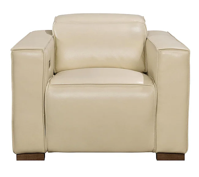 Moti Furniture Riseholme Reclining Lounge Chair with Barista Brown Legs and Beige Full-Leather BRN88023102