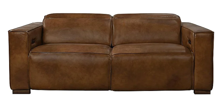 Moti Furniture Riseholme Reclining Sofa with Barista Brown Legs and Tan Full-Leather BRN88023104