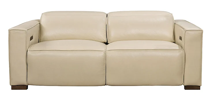 Moti Furniture Riseholme Reclining Sofa with Barista Brown Legs and Beige Full-Leather BRN88023105