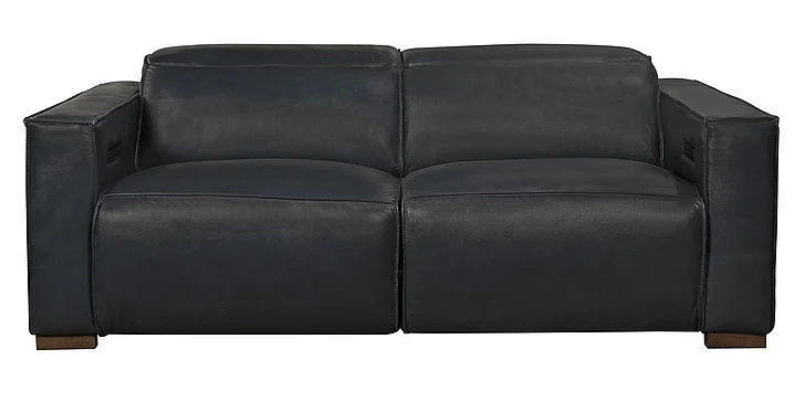 Moti Furniture Riseholme Reclining Sofa with Barista Brown Legs and Blue Full-Leather BRN88023106